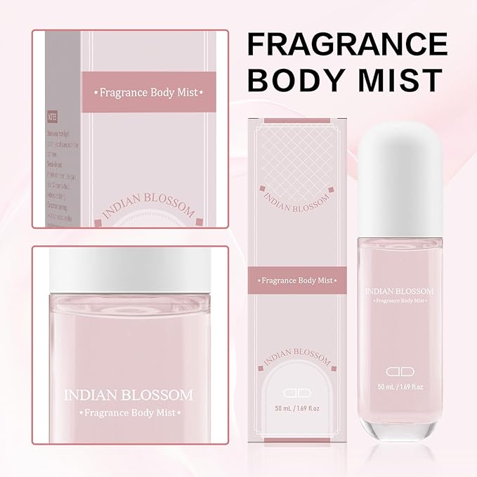 Body Mist Spray – Citrus & Floral Fragrance for Women – Daily Shower Mist & Refreshing Scent – 50ml Travel Size (INDIAN BLOSSOM)
