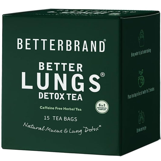 Betterbrand Mullein Tea Bags for Lungs – Herbal Tea for Respiratory Support – Caffeine-Free Loose Leaf Blend with Mullein Leaf Extract – 15 Bags for Lung Health and Wellness