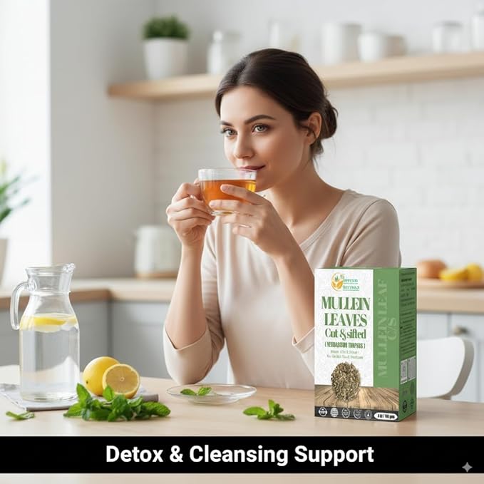 Herbs Botanica Mullein Leaf Tea Loose Leaves Mullein Herb Mullen Respiratory Health, Skin Health, Supports Digestive Health Soothing Sore Throats 4 oz