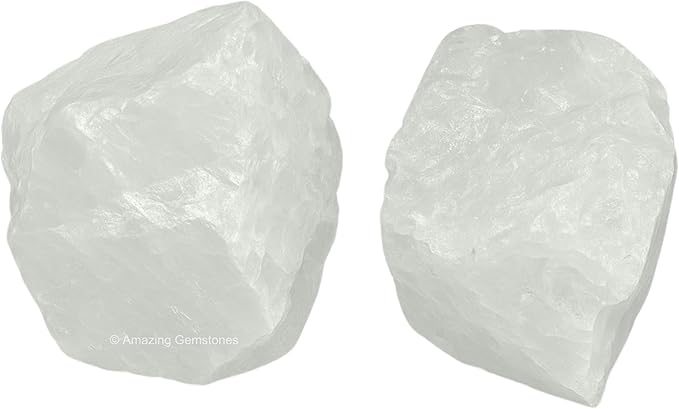Amazing Gemstone Clear Quartz Raw Crystals and Healing Stones, Natural Rocks for Tumbling - DIY Raw Stones and Crystals, 2 Pieces