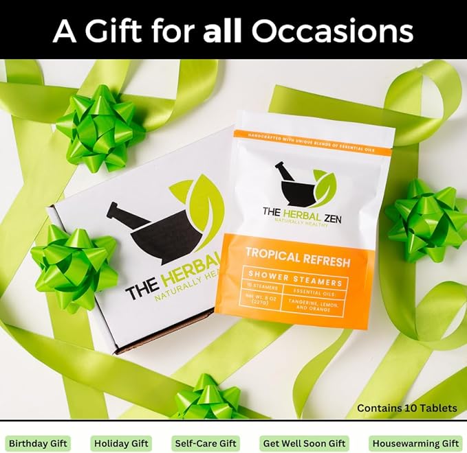 Tropical Refresh Shower Steamers Aromatherapy with Citrus Essential Oils,Made in The USA Shower Bomb Aromatherapy, Self Care Gift, Spa Day Gifts, Birthday Gifts, Gift for Her