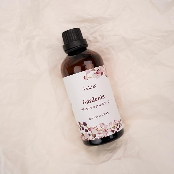 Gardenia Essential Oil 100ml (3.3 Fl Oz), ESSLUX Aromatherapy Essential Oils for Diffuser, Massage, Soap, Candle Making, Perfume