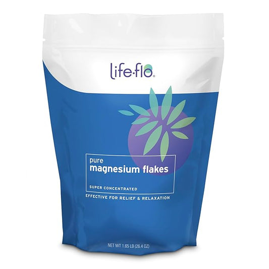 Life-flo Pure Magnesium Bath Flakes - Relaxing Bath Soak - Concentrated Magnesium Chloride Flakes from The Zechstein Seabed - Relief and Relaxation w/Ancient Trace Minerals - 60-Day Guarantee, 1.65lb
