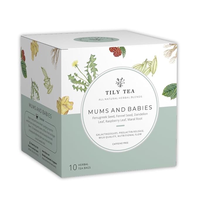 Tily Tea Mums and Babies Herbal Tea - Postnatal Lactation Tea - Caffeine Free - Suitable for Breastfeeding Mothers - 10 Plastic-Free Tea Bags
