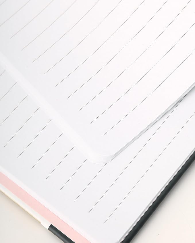 Eccolo Large Lined Journal Notebook, Hardbound Cover, Writing Journal, 256 Ruled White Pages, Ribbon Bookmark, Lay Flat, Desk Size for Work or School, Ombre Stripes (Pink, 8x10 inches)