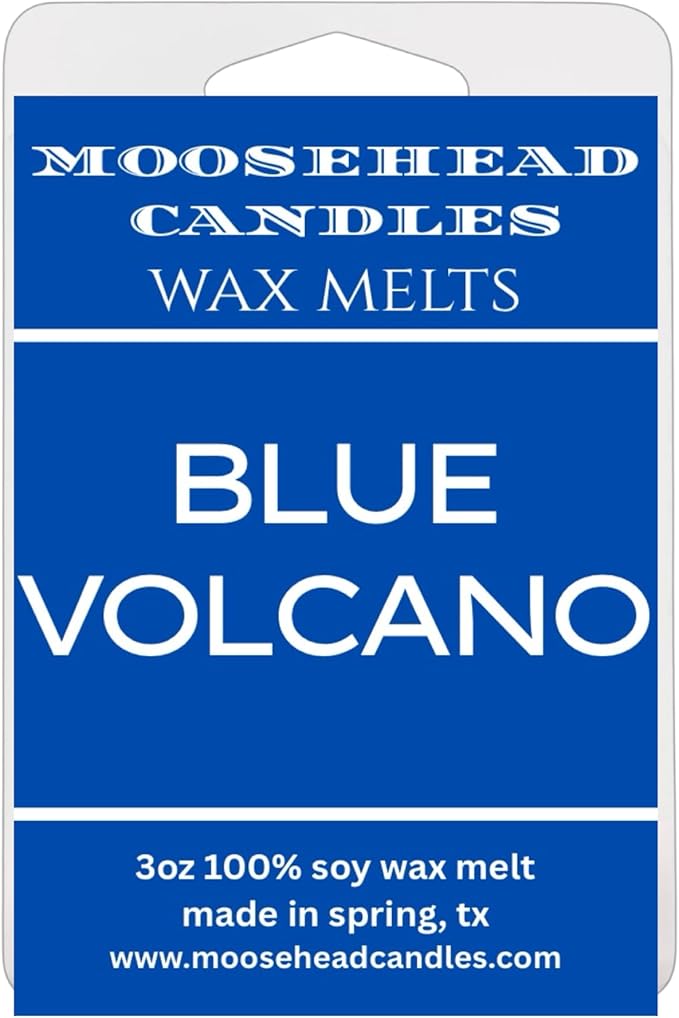 Blue Volcano Wax Melts – 4 Pack Soy Wax Cubes | Tropical Fruit & Citrus Scent with Pineapple, Goji Berry, Mango & Driftwood | Long-Lasting Fragrance for Wax Warmers | Pet Safe, Hand Poured in USA
