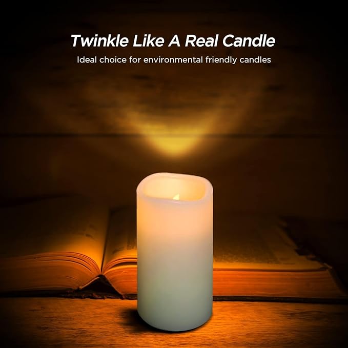 Hausware Flameless Candles Battery Operated Candles H 4" 5" 6" 7" 8" 9" Real Wax Pillar Flickering Candles LED Flameless Candles with Remote and Timer Control Set of 9 (Ivory Color)