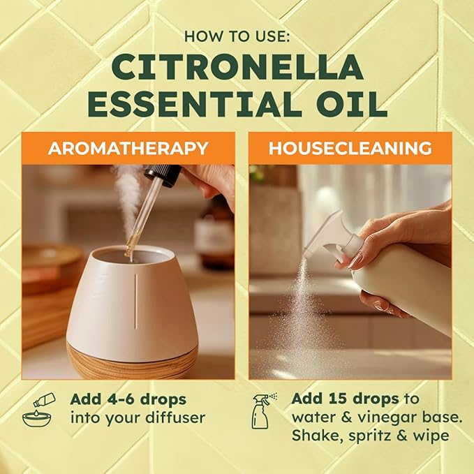 KUKKA Citronella Essential Oils - 4 Fl Oz - for Hair, Skin, Diffuser, Aromatherapy & DIY Soap Making Scent