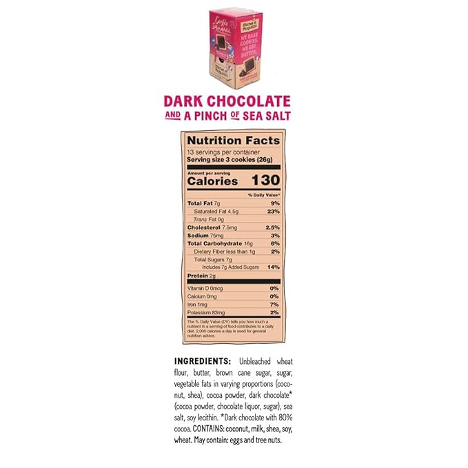 Michel et Augustin Cookies, Individually Wrapped Snacks, Changemaker Gift Box, Dark Chocolate & Sea Salt Shortbread, Bulk Snacks, 40 French Butter Cookies per Box