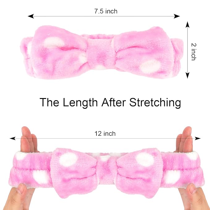 Casoty 12 Pcs Skincare Headbands, Spa Headband for Washing Face, Soft Coral Fleece Headbands for Makeup, Bow Hair Band, Make Up Accessoriesfor Face Washing Shower Skin Care Yoga