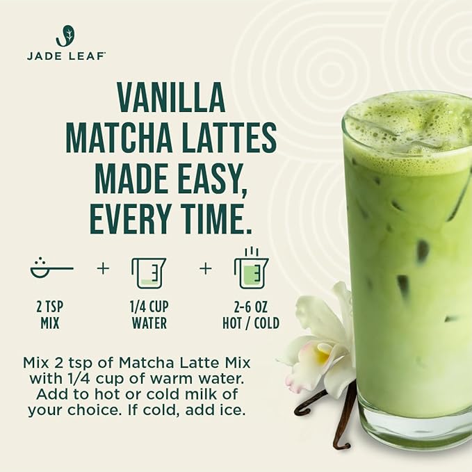 Jade Leaf Matcha Organic Cafe Style Vanilla Matcha Latte Green Tea Powder, Premium Barista Crafted Mix, Authentically Japanese, 15 Servings (5.3 Ounces)