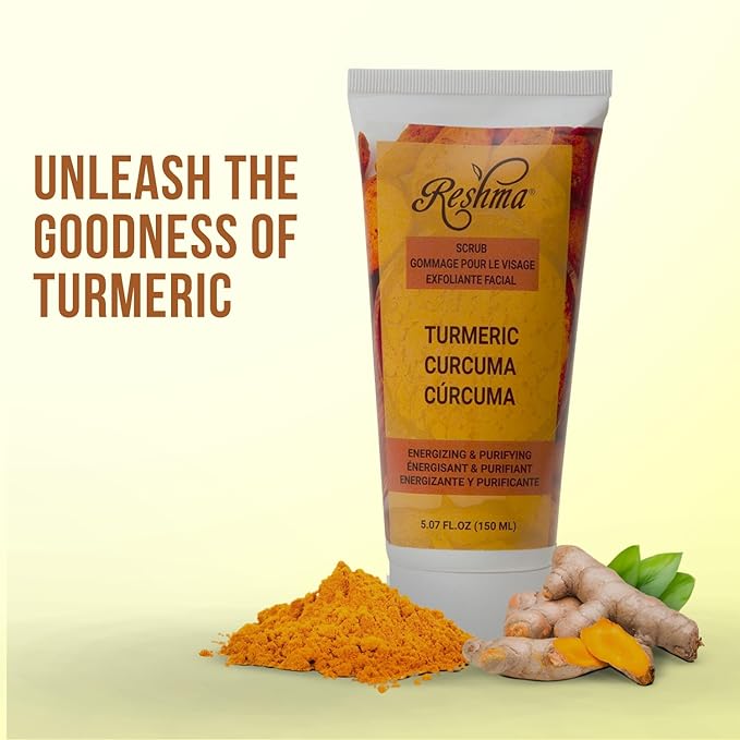 Reshma Beauty Turmeric Scrub, Dual Action Cleanser Face & Body Scrub, Gentle for All Skin Types and Dull Skin, Hydrating and Exfoliating, Enhances Natural Glow, Cruelty-Free, 5.07 oz, Pack of 1