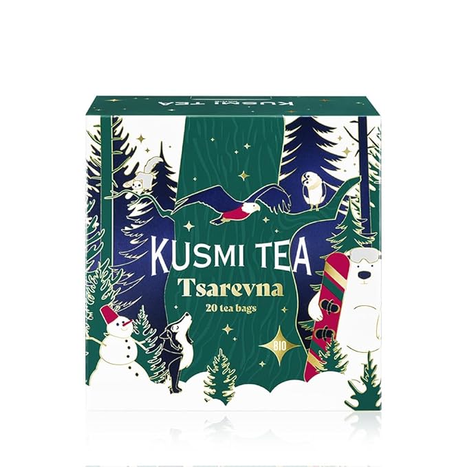 Kusmi Tea - Tsarevna Organic Christmas Tea - Flavoured Blend of Organic Black Tea, Orange and Christmas Spices - Box of 20 Tea Bags- Limited Edition - Christmas Gift