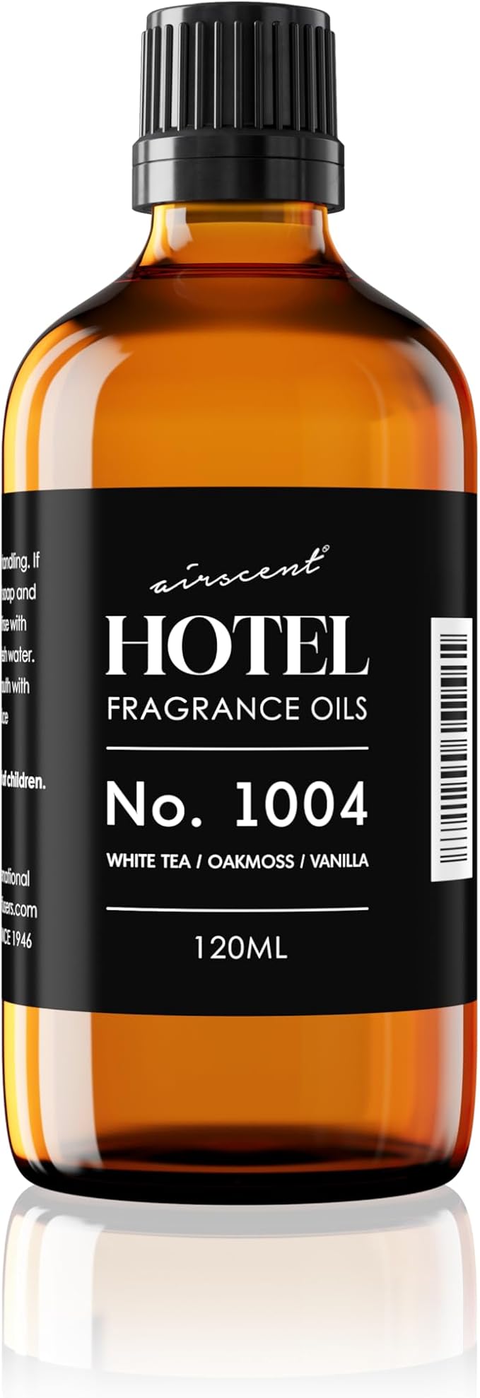 AirScent Hotel Diffuser Oil No. 1004 - White Tea, Oakmoss and Vanilla - Premium Fragrance Oil for Ultrasonic and Waterless Diffusers and Crafting - 120 mL, 4 fl oz Glass Bottle