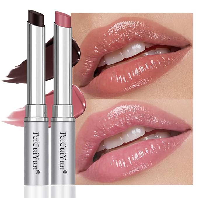 2Pcs Honey Tinted Lip Stain Lip Balm Lip Gloss, Sheer Hydrating Lip Stains Tint, Moisturizing Lip Color for All Skin Tones, Nourishing Lip Balm with a Hint of Natural Black Cherry Tint