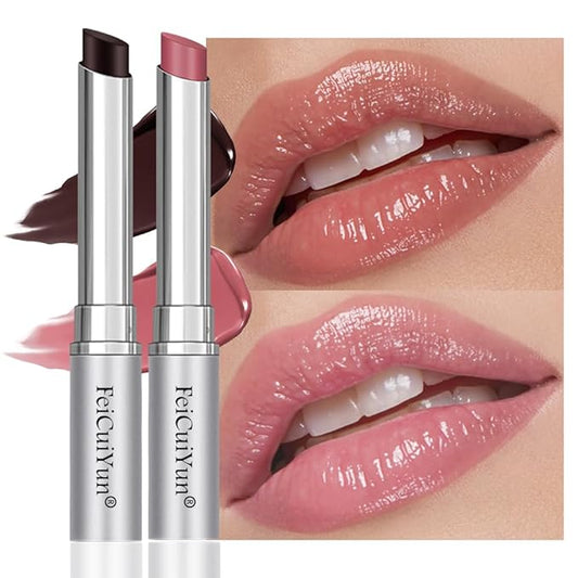 2Pcs Honey Tinted Lip Stain Lip Balm Lip Gloss, Sheer Hydrating Lip Stains Tint, Moisturizing Lip Color for All Skin Tones, Nourishing Lip Balm with a Hint of Natural Black Cherry Tint