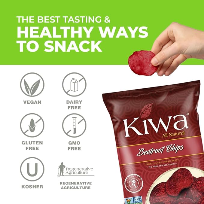 KIWA Beet Chips - Healthy Veggie Snacks - Vegetable Snacks for Kids & Adults - Deliciously Crunchy Kettle-Cooked Chips - Gluten-Free & Non-GMO (2 Individual Snacks Pack)