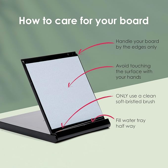 Mini Buddha Board Art Set: Water Drawing Writing Board w/ Mini Water Brush for Mindfulness & Meditation – Zen Based Drawing Board - Painting & Art Supplies – Ideal Relaxation Gifts (5” x 5”, Black)