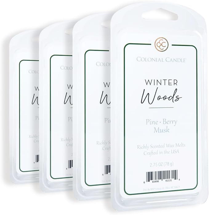 Colonial Candle Winter Woods Wax Melts, Wax Melt Warmer Cubes, Long Lasting Scented Wax Warmer Cubes, 4 Pack, 6 Cubes Each - Made in The USA