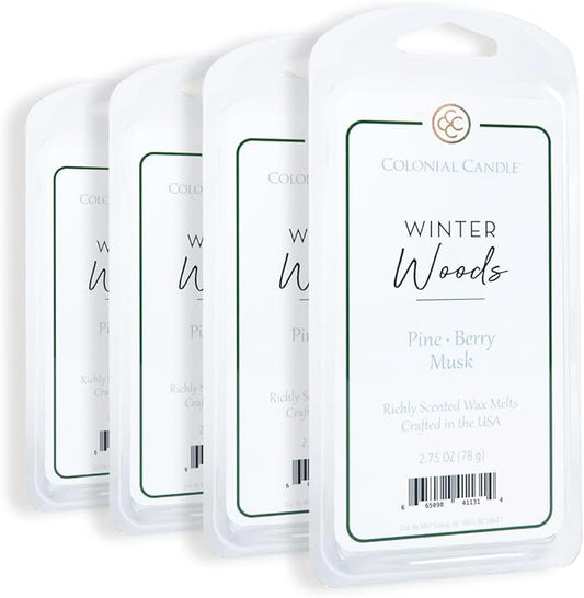 Colonial Candle Winter Woods Wax Melts, Wax Melt Warmer Cubes, Long Lasting Scented Wax Warmer Cubes, 4 Pack, 6 Cubes Each - Made in The USA