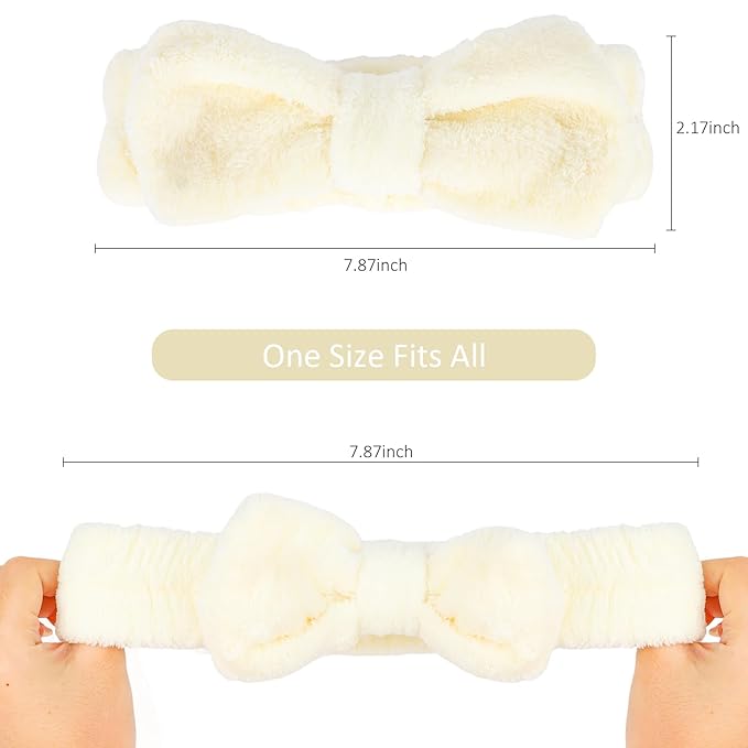 10 Pack Beige Spa Headband for Washing Face Skincare Headbands Bulk for Women Girls Soft Coral Fleece Hairband Cute Bow Headbands for Washing Face Makeup