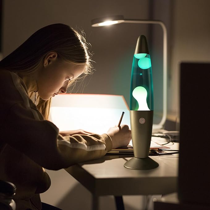 Blue Liquid Motion Lamp with Sliver Base White Wax in Blue Water Glitter Magma Lamps for Adults and Kids Night Light Includes 25 Watt Bulb for Christmas Thanksgiving Day Decoration