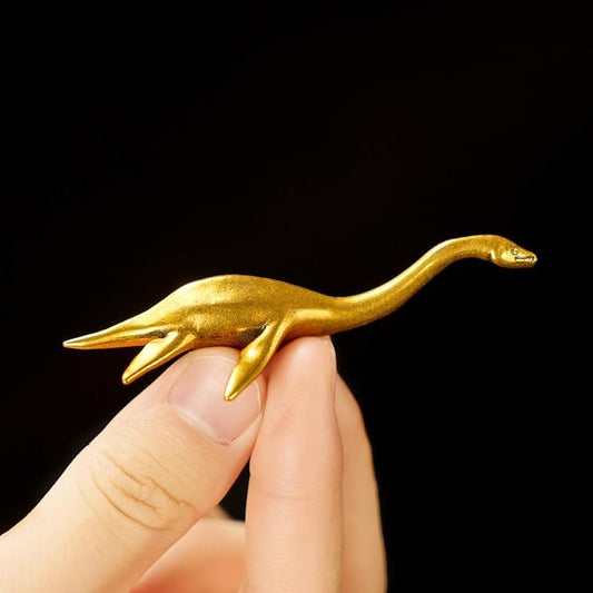 CHOVY Loch Ness Monster Statue - 100% Solid Brass Handcast Mythical Creature Sculpture, Vintage Swimming Nessie Collectible for Fantasy Decor - Unique Gift for Cryptid Lovers & Mystery Enthusiasts