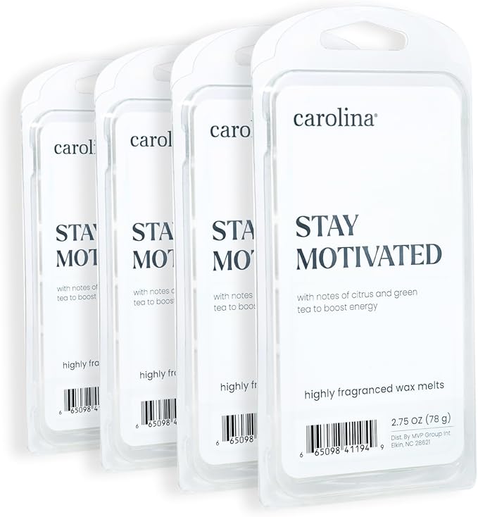 Carolina Stay Motivated Scented Wellness Wax Melts, Wax Melt Warmer Cubes, Long Lasting Scented Wax Warmer Cubes, 4 Pack, 6 Cubes Each - Made in The USA