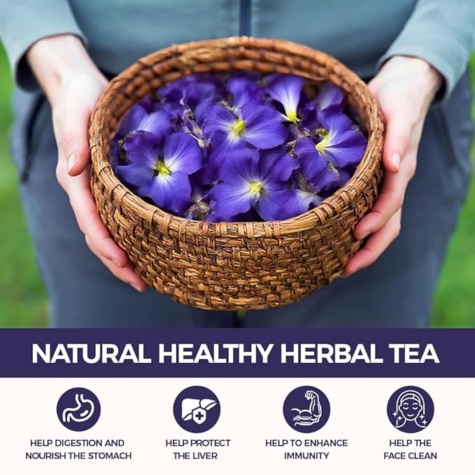 WOTIHA-Natural Butterfly Pea Flower Tea 75g.100% Natural Butterfly Pea 50 Herbal Tea.Non-GMO • Additive-Free • Caffeine-Free • Sugar-Free • Vegan