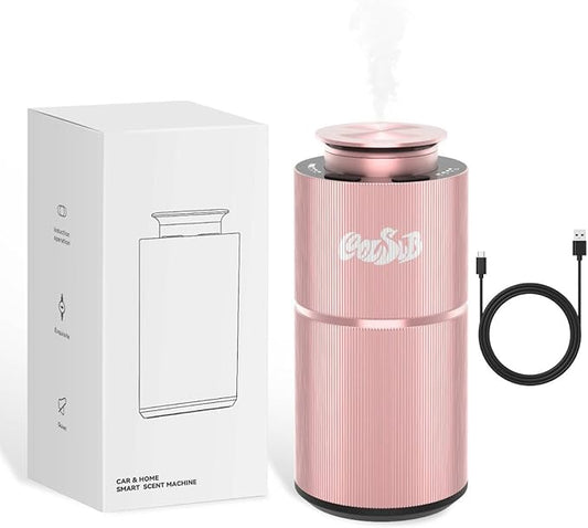 Smart Waterless Diffuser, Waterless Diffusers for Essential Oils with Timer & 3 Mist Levels, Super Silent Aromatherapy Essential Oil Diffuser Battery Operated for Car, Home, Office Rose Gold