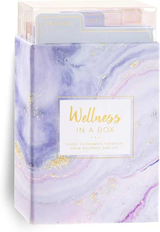 Eccolo Wellness in a Box, 60 Encouragement Cards, Health and Wellness Cards with 4 Tabbed Dividers for Self-Care, Mindfulness, Sleep & Intuition, Card Box with Guided Cards (4.6-x-7-x-1.1 Inches)