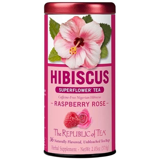 The Republic of Tea - Raspberry Rose Hibiscus Tea, 36 Count Tea Bag Tin