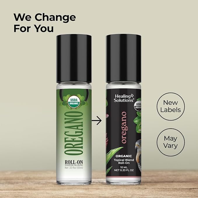 Healing Solutions (2 Pack) USDA Certified Organic Oregano Essential Oil Roll-On Perfume & Skin Care Set