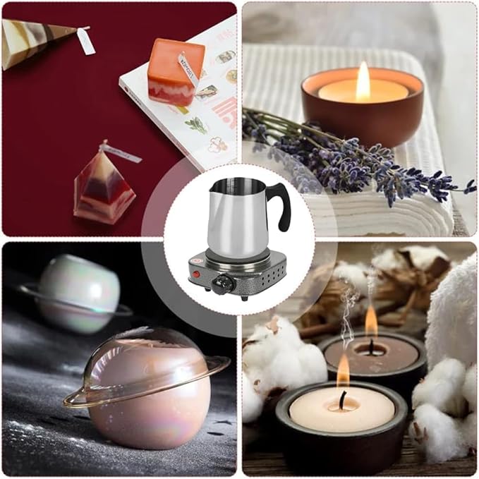 HOUSEASSIST Candle Making Kit Supplies,32oz Stainless Steel Candle Make Pouring Pot, Sticker, 3-Hole Wicks Holder,Candle Wicks for Candle Making DIY Craft Tools