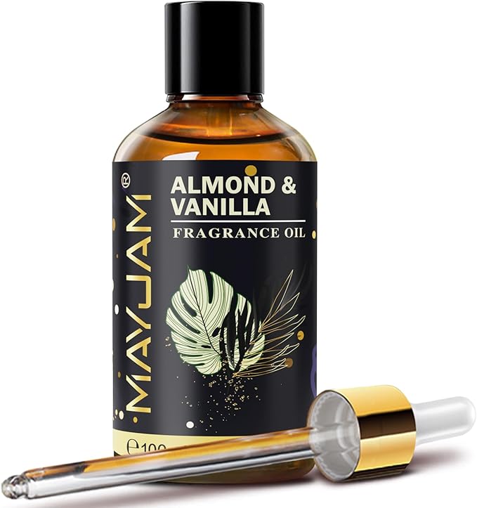 Almond & Vanilla Fragrance Oil Essential Oil, MAYJAM 3.38FL.OZ Almond & Vanilla Oil for Diffusers for Home, Long Lasting Scented Oils for Soap Candle Making - 100ML