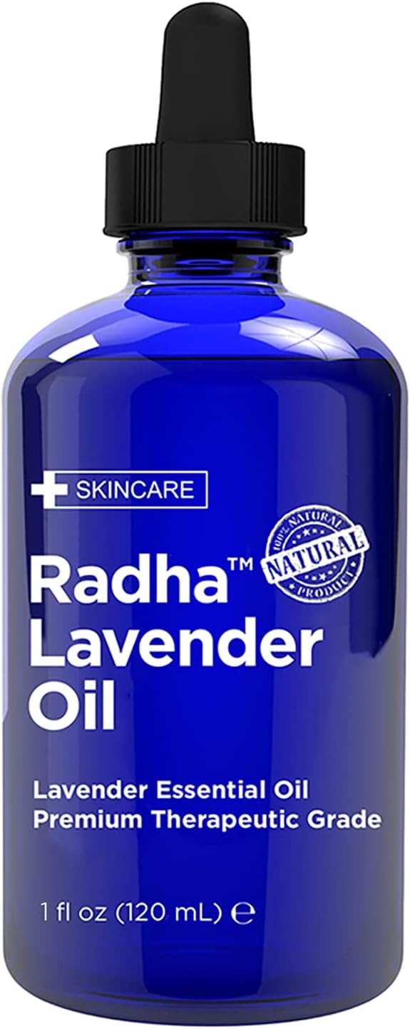 Radha Beauty - Lavender Essential Oil 4oz - Premium Therapeutic Grade, Steam Distilled for Aromatherapy, Relaxation, Laundry, Meditation, Massage, Yoga, Relief