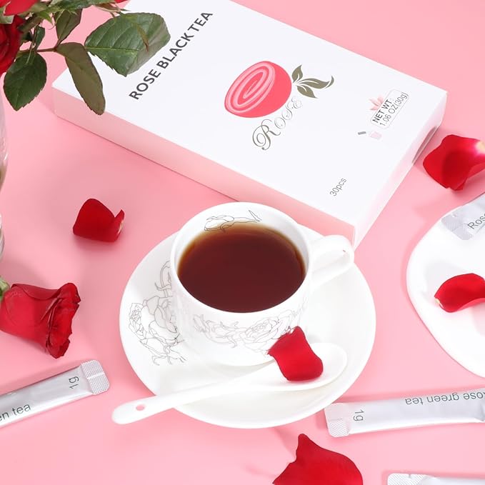 Gao Keng Rose Instant Black Tea Classic-100% Tea Leaves 10 Single Serve Stick Packs Unsweetened No Additives On-the-Go for Travel, Work, Outdoors , Helps Support Digestive Health Hot or Iced Teas (10Count)