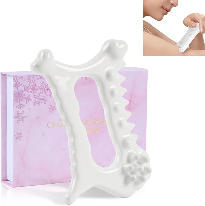 9 in 1 Ceramic Body Gua Sha Facial Tool, Face & Body Gua Sha Massage Tools, Premium Korean Guasha Board for Face Lift, Muscle Relief, Skin Care