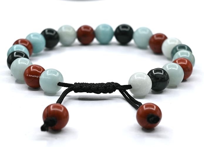 Natural Healing Crystal Bracelet for Women - Mens Bracelet Energy Balancing Gemstones Set - Adjustable Stone Bead Bracelet for Men and Women - Chakra Crystal Therapy Accessory, Meditation