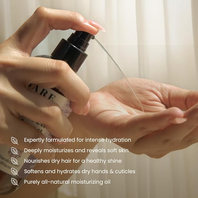 BARE BOTANICS 8 oz Moisturizing Unscented Body Oil - 100% Pure & Natural for Skin & Nails - Perfect for Moisturization - Vegan, Cruelty Free & Naturally Scented Hair Oil