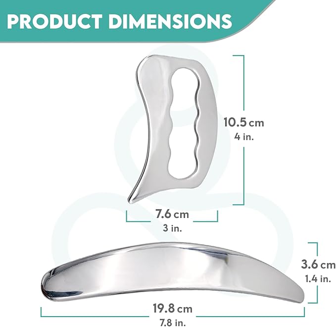 COZLOW 2-in-1 Muscle Scraper Tool Set - Skin Scraping Massage Tools for IASTM Therapy - Deep Tissue Gua Sha for Soft Tissue Mobilization, Fascia & Myofascial Release - Stainless Steel Metal Blades