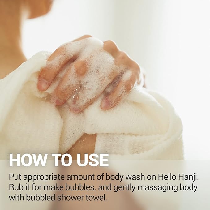 Bath Shower Sponge 1 Pack - Exfoliating Cloth for Dead Skin Cells, Dirt, and Oil Removal - Kids Washcloths Made Using Soft, Breathable & Hygienic Hanji Fabric - Hello Hanji by DEARCUS