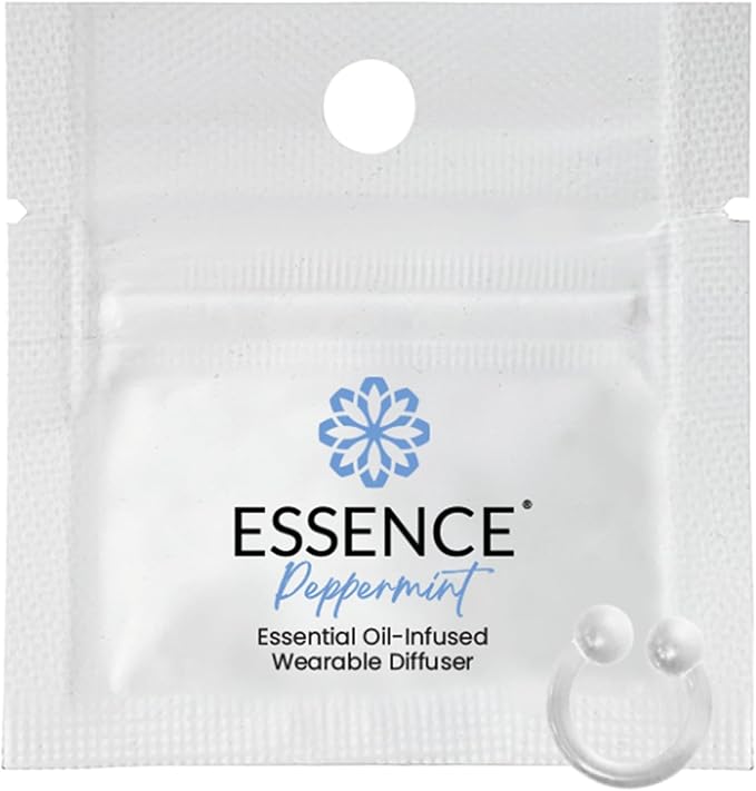 Essence Wearable Aromatherapy Nasal Diffuser – Peppermint Essential Oil Nose Ring Silicone Inhaler for Stress & Mood Support - Made in USA & Travel-Friendly (Ring Only)