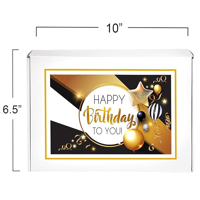 Happy Birthday Cookies 6 PACK Gift Basket Gold for Men Women Kids | Gourmet Decorated Sugar Cookie Gift Box | Individually Wrapped Nut-Free