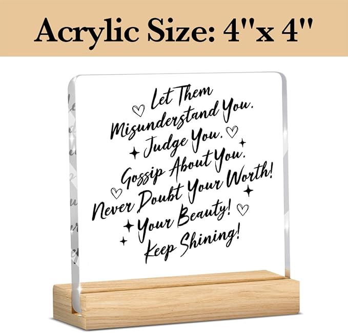 Let Them Mental Health Quotes Decor Motivational Mental Health Self Love Gifts for Women Men, Therapy Office Acrylic Sign With Wooden Decoration for Therapist Office Bedroom Dorm Apartment Decor