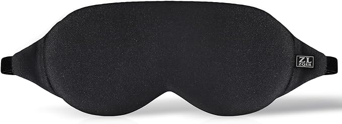 Cool Touch Sleep Mask for Side Sleepers Men & Women&Girl, Eye Mask with Memory Foam Nose Padding, Ultra Soft Blockout Eye Shade Cover, Cotton Sleep Mask for Sleeping, Travel, Nap (Black)