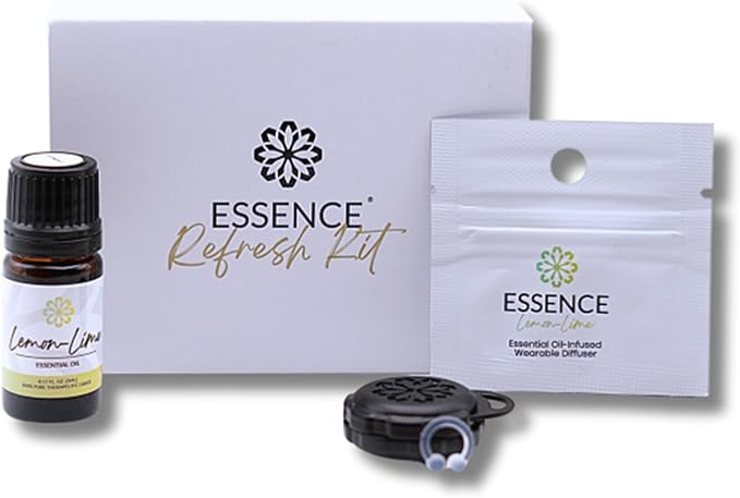 Essence Wearable Aromatherapy Nasal Diffuser – Lemon-Lime Essential Oil Nose Ring Silicone Inhaler for Stress & Mood Support - Made in USA & Travel-Friendly