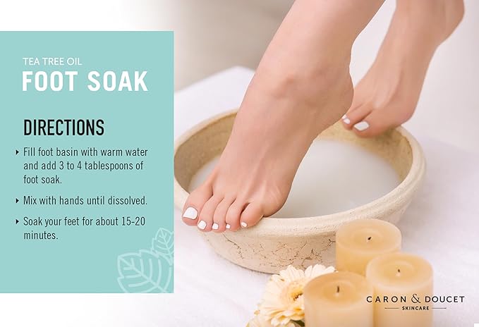CARON & DOUCET Tea Tree Oil Foot Soak with Epsom Salt and Dead Sea Salt - Natural - Soothes Sore & Tired Feet, Helps Reduce Foot Odor Scent, Softens Calluses - 1lb
