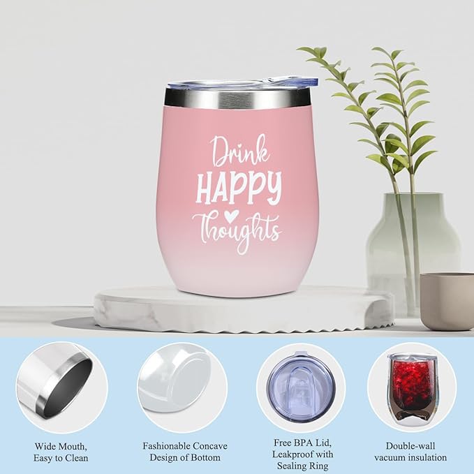 Insparational Birthday Gifts for Women, Thank You Appreciation Friendship Self Care Gifts for Women, Girls Grandma Friends Girlfriend Christmas Wine Tumbler Makeup Bag Scented Candle Bracelet Set