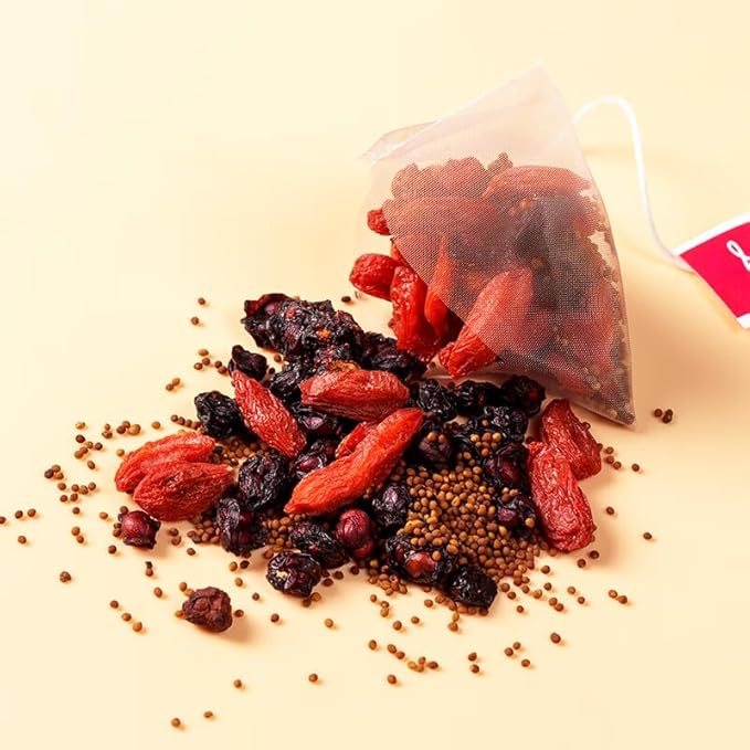 Goji Dodder Seed Five Flavor Berry Men’s Herbal Blend Tea – 枸杞菟丝子五味子茶 – 3.5oz/100g (30 Pyramid Tea Bags), Natural, Caffeine-Free, Non-GMO, Supports Vitality & Wellness